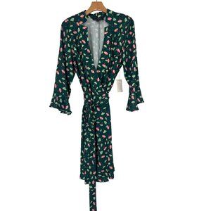 Eloquii Womens Floral Wrap Dress Size 14 Green Pink knit new